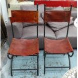 SIDE CHAIRS, a pair, Spanish style, leather seats, 107cm H. (2)