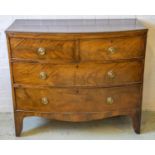 BOWFRONT CHEST, Regency mahogany of two short and two long drawers, 88cm H x 103cm x 48cm.