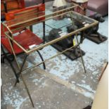 MAISON JANSEN STYLE WRITING DESK, gilt metal and glass, 95cm x 42cm x 88.5cm.