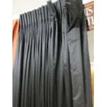 CURTAINS, a pair, black fabric with associated pair of sheers. (4)