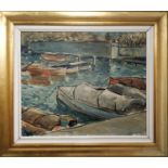 F LAMPI (20th century) 'Harbour view', oil on canvas, 45cm x 53cm, signed and framed.