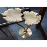 GINKO LEAF SIDE TABLE, two tier, 1970's Italian inspired, gilt metal, 55cm H.