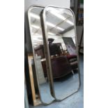 WALL MIRRORS, a pair, 1960's style, silvered finish, 157cm x 65cm. (2)