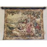 VERDURE DESIGN TAPESTRY, 93cm x 120cm, depicting a medieval hunting party.