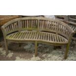 BANANA GARDEN BENCH, weathered teak, 161cm W. (with faults)