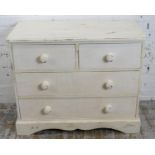 CHEST, Victorian style white painted pine of four drawers, 76cm H x 92cm x 43cm.