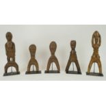 LOBI CATAPULTS, Burkina Faso, five, carved wood of anthropomorphic, tallest 25cm H. (5)