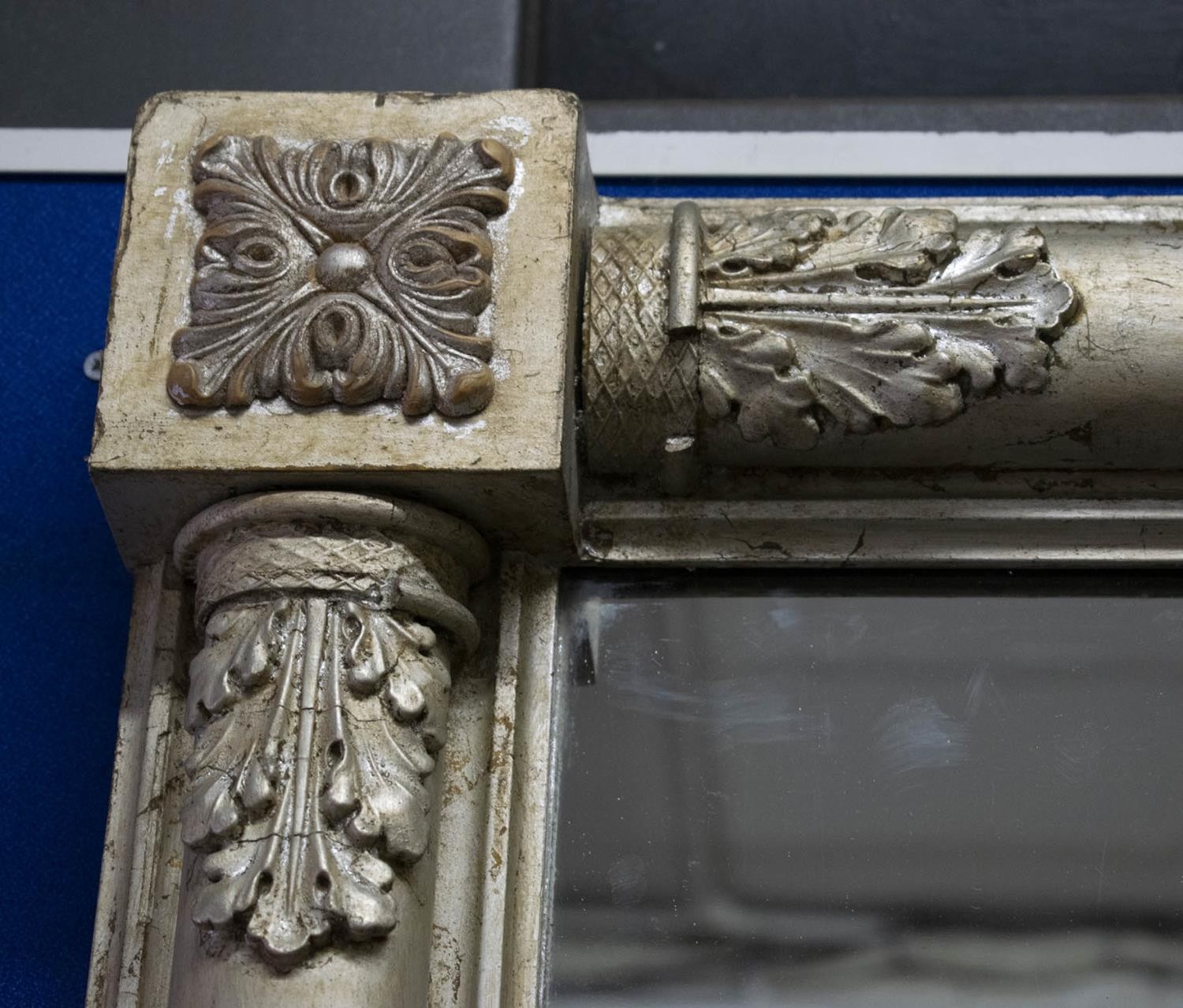 OVERMANTEL, William IV silvered wood, circa 1830, with acanthus leaf pilastered frame and later - Image 3 of 4