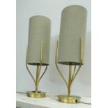 TABLE LAMPS, a pair, each with a shade, 60cm H. (2)