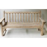 LISTER GARDEN BENCH, weathered slatted teak by Lister, 140cm W.