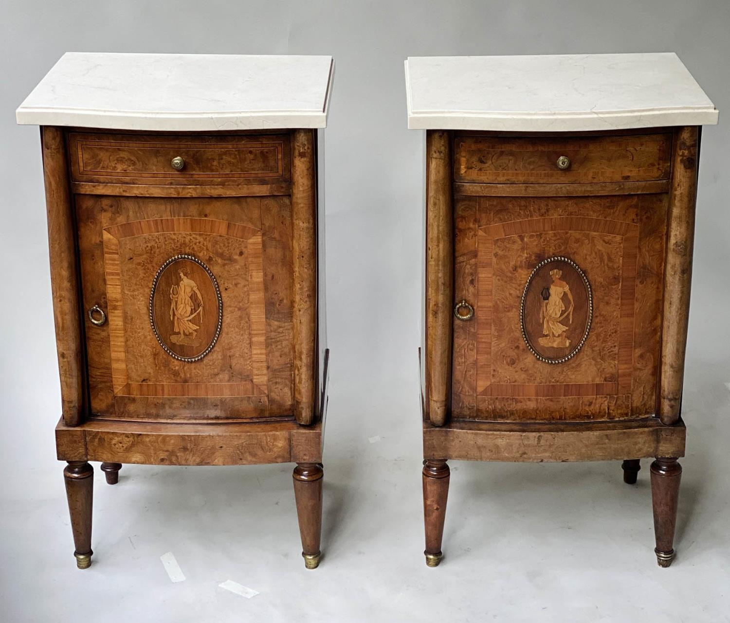 SIDE CABINETS, a pair, late 19th/early 20th century French burr walnut and gilt metal mounted, - Image 2 of 8