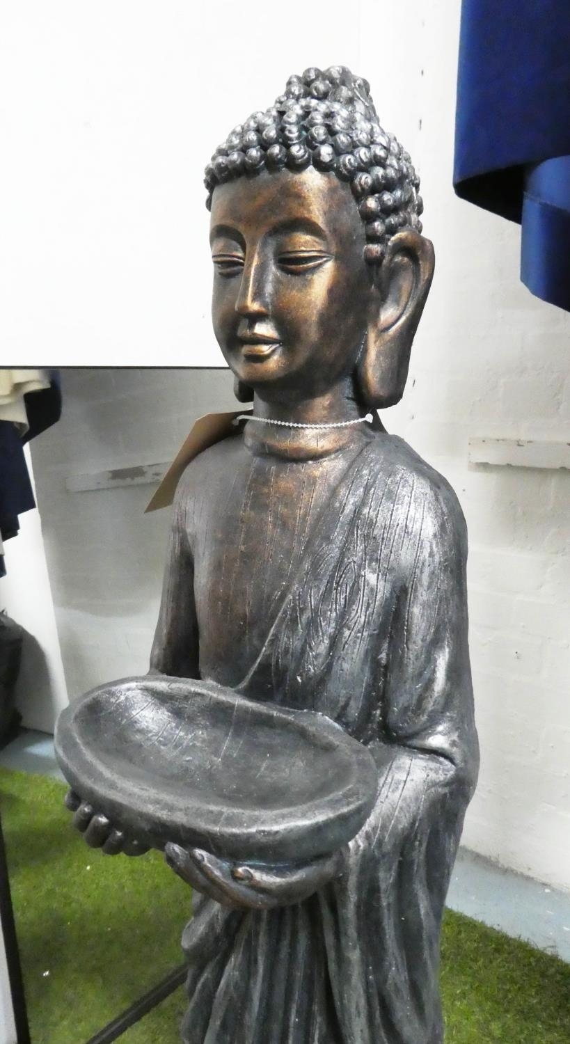 STANDING BUDDHAS WITH DISH, two, 106cm. (2) - Image 3 of 6