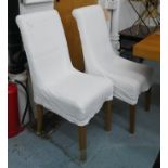 OKA DINING CHAIRS, six, 43cm W x 100cm H with removable cream covers. (6)