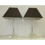 TABLE LAMPS, pair, each 76cm H including shades overall. (2)