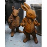 MR RABBIT AND HIS FRIEND RATTY, two, cast iron, 44cm and 45cm. (2)