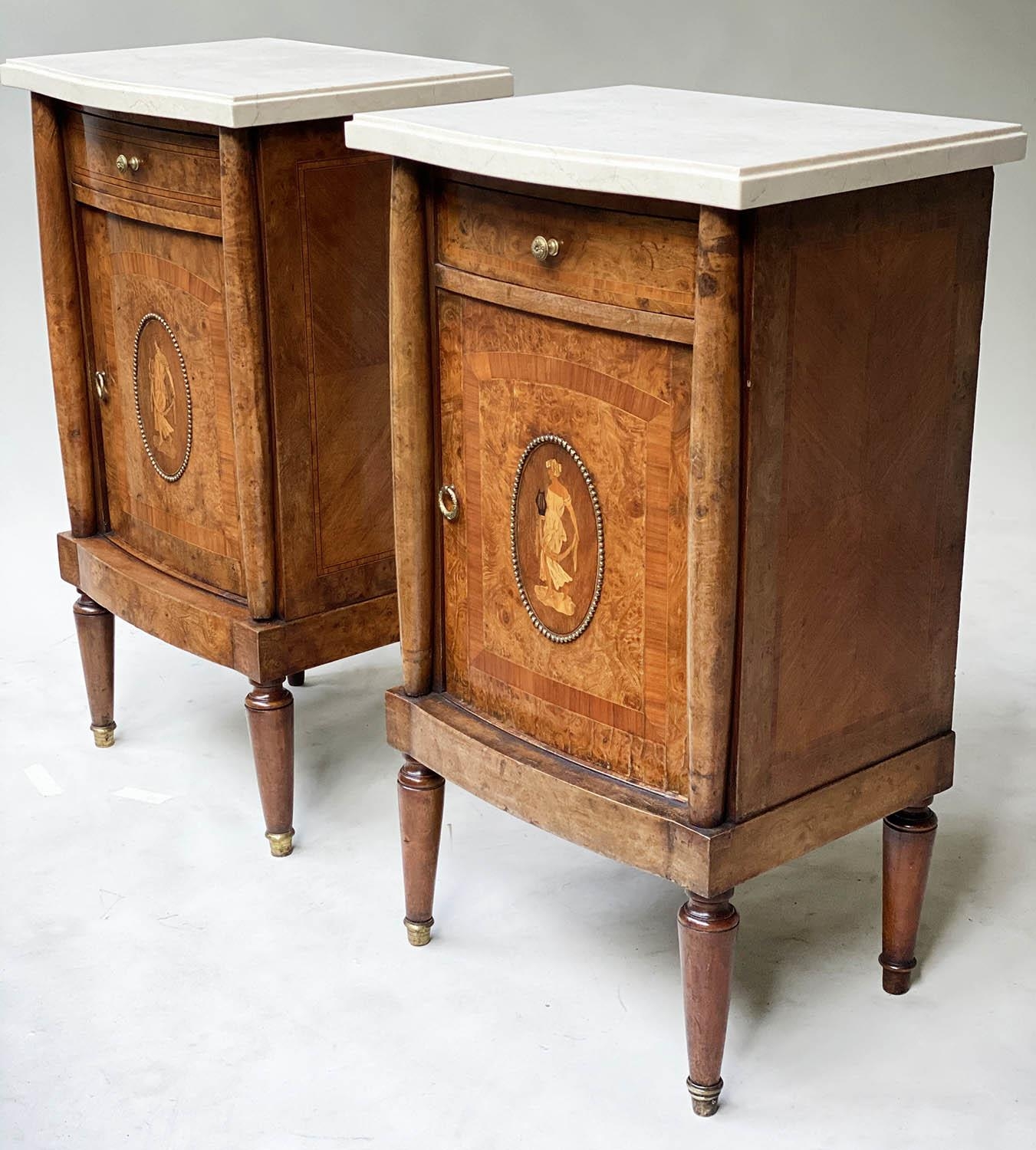 SIDE CABINETS, a pair, late 19th/early 20th century French burr walnut and gilt metal mounted, - Image 4 of 8