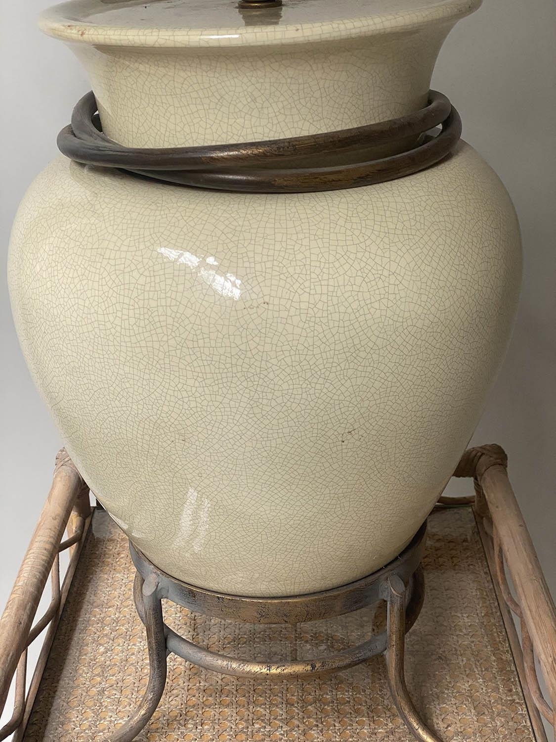 TIMOTHY OULTON SHADE LAMP, Chinese ceramic vase shaped eggshell crackelure and bronze mounted with - Image 5 of 5