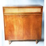 DRESSING CHEST, 106cm W x 116cm x 46cm D, 1970's Danish teak with cane panelled drawer above two