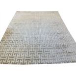 CONTEMPORARY ART DECO DESIGN SILK CARPET, 300cm x 250cm, geometric silver field.