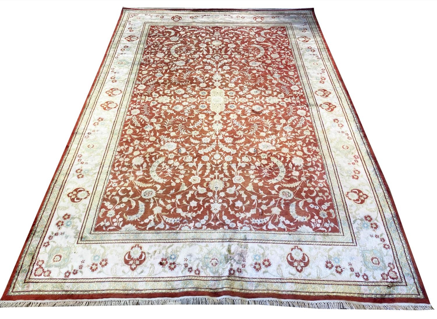 FINE PURE SILK ISPHAHAN DESIGN CARPET, 282cm x 193cm. - Image 2 of 6