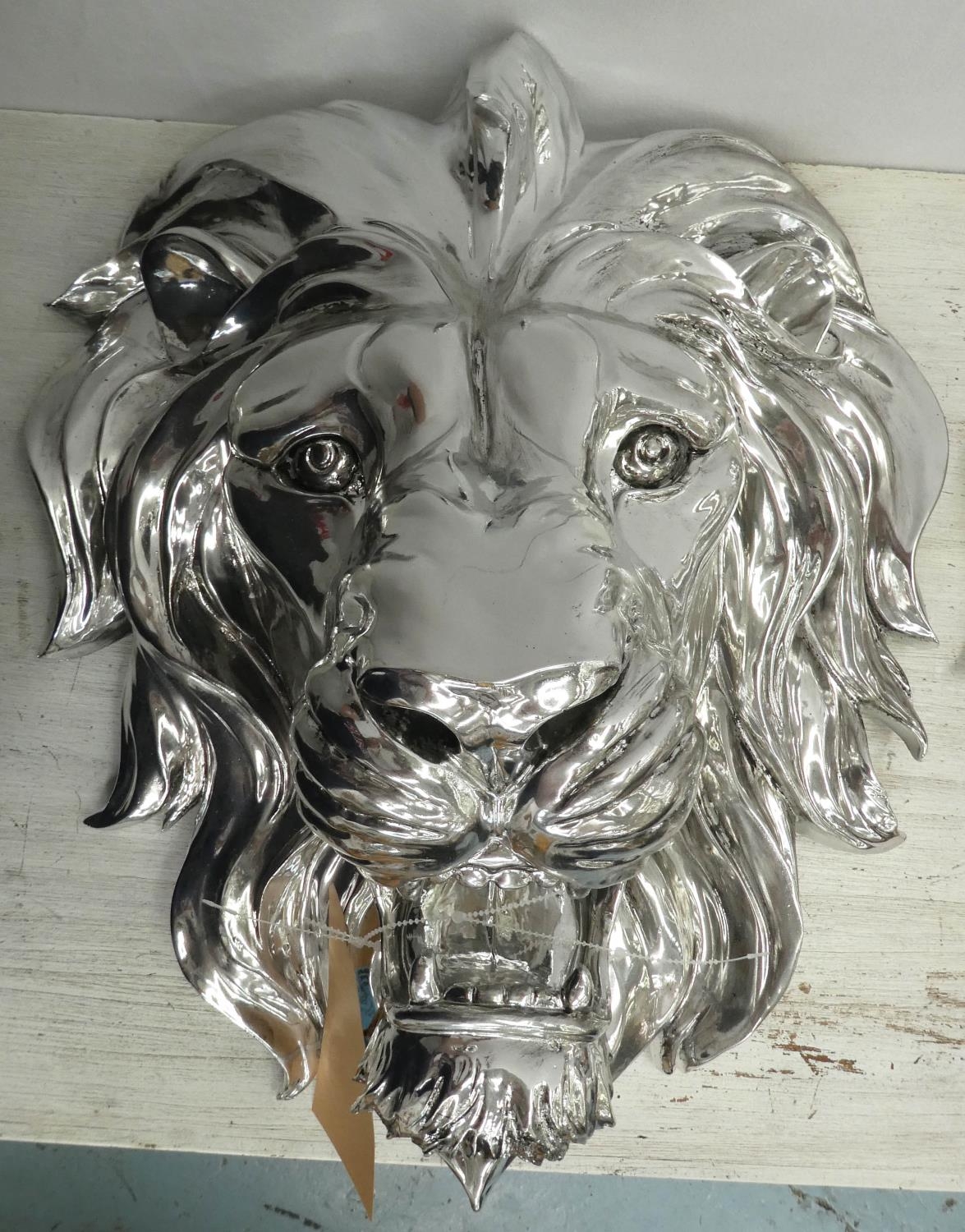 LION HEAD WALL RELIEFS, a pair, 50cm x 40cm, silvered finish (2) - Image 6 of 10