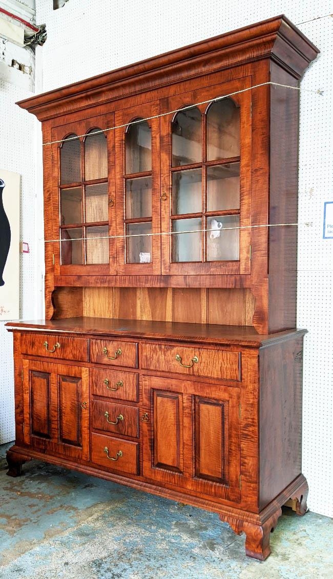 DRESSER, with a glazed upper section, 56cm D x 228cm H x 167cm W.