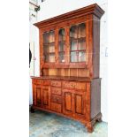 DRESSER, with a glazed upper section, 56cm D x 228cm H x 167cm W.