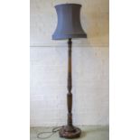 STANDING LAMP, Georgian style mahogany with blue shade, 192cm H.