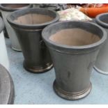 PLANTERS, four, glazed conical metallic finish, two 58cm, two 45cm. (4)