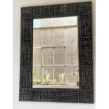 DANYA WALL MIRROR, contemporary rectangular with black and white square beaded frame, 122cm H x 92cm