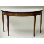 PIER TABLE, George III manner, after Robert Adam semi elliptical arabiscata marble top, satinwood,