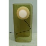 FLOOR LAMP, Belgian 1970's smoked perspex with a ball light, 19cm x 27cm x 61cm H.