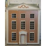 DOLLS HOUSE, 88cm H x 66cm W x 33cm D, painted with print tiled roof and two doors including