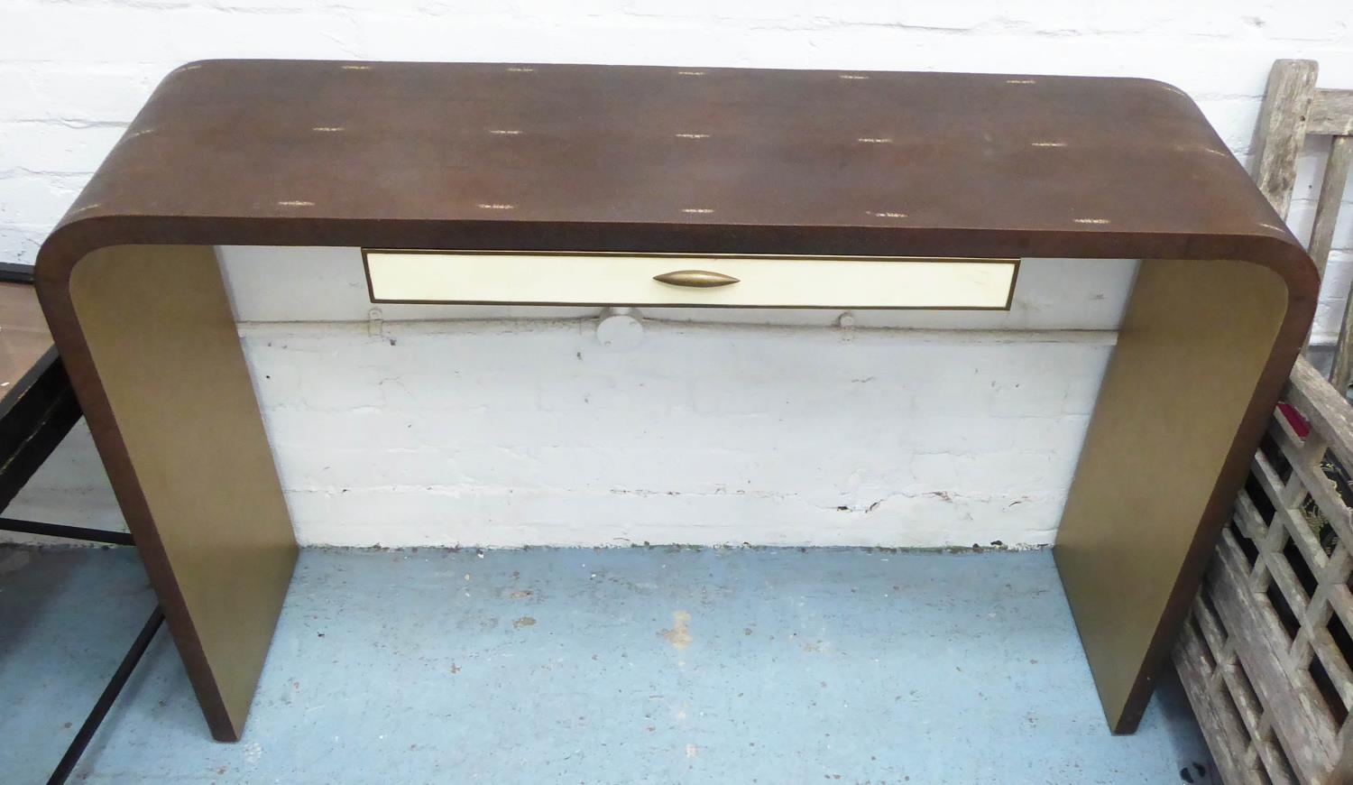 JULIAN CHICHESTER FAUX SHAGREEN FINISH RENE CONSOLE TABLE, with a single drawer, 130cm W x 86cm H