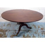 BREAKFAST TABLE, 137cm L x 73cm H x 98cm D, late Georgian mahogany with oval tilt top and brass