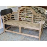 AFTER EDWIN LUTYENS GARDEN BENCH, 165cm W, weathered teak.