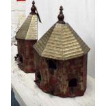 BIRD HOUSES, a pair, 47cm H. (2)