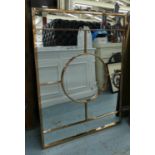 WALL MIRROR, 1960's French style, polished metal gilt frame, 120cm x 90cm.