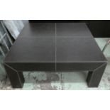 LOW TABLE, contemporary leathered design, with drawer, 100.5cm x 100.5cm x 40cm.