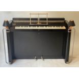 EAVESTAFF MINI PIANO, Art Deco period black lacquered and silvered metal mounted including