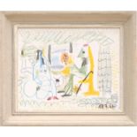 PABLO PICASSO 'Les Dejeuners - seated nude blue', off set lithograph, 20cm x 26cm.