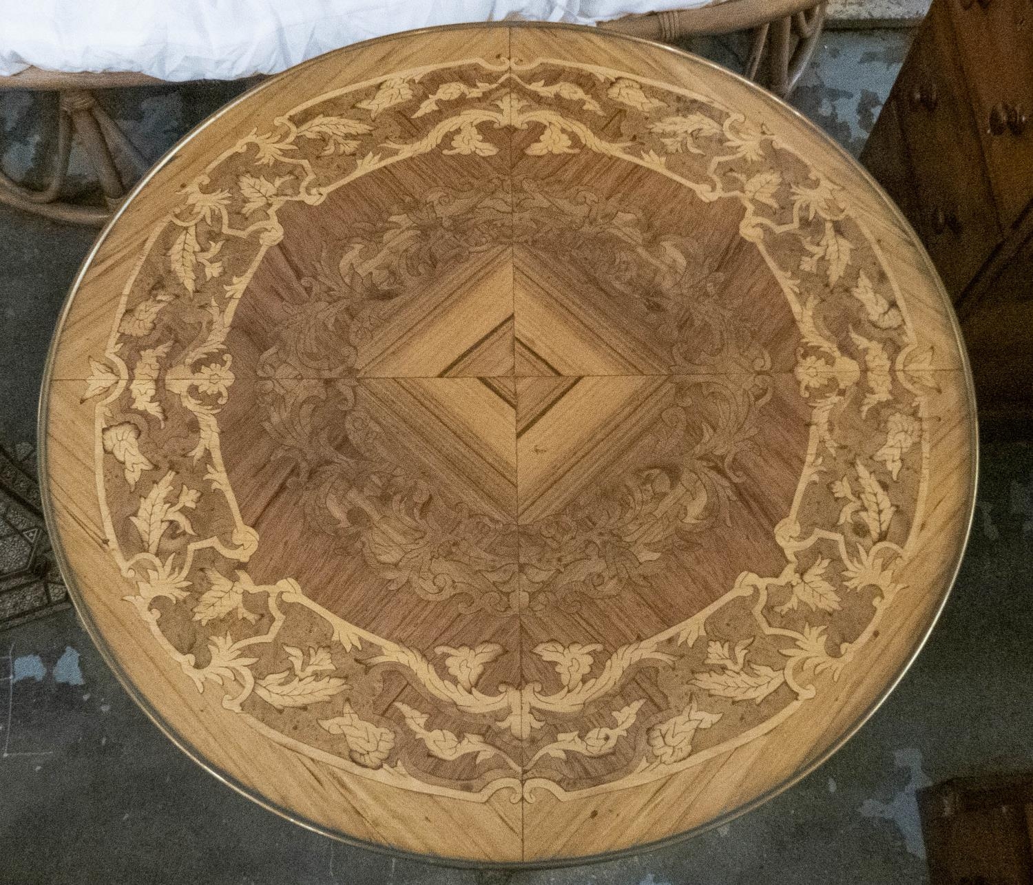 OCCASIONAL TABLE, with inlaid marquetry detail and applied gilt metal detail with decorative - Image 4 of 5