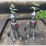 GARDEN TIN MEN, a pair, 80cm H x 47cm, (2)