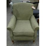 ARMCHAIR, in green patterned chenille, 75cm x 91cm H.