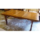 CHINESE DINING TABLE, rosewood, 221cm L extended x 75cm H x 101cm D extending with an extra leaf.