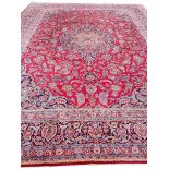 ANTIQUE PERSIAN KASHAN CARPET, 410cm x 320cm.