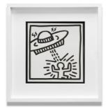 KEITH HARING Untitled (Ufo) 1982, lithograph, published by Tony Shaftazy Gallery NY, edition of