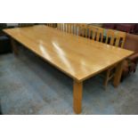 DINING TABLE, maple, of large proportions with inlaid symbols, 335cm L x 136cm x 79cm H.