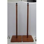 WILLIAM YEOWARD MANNER FLOOR STANDARD LAMPS, a pair, with a turned column on a square base, 126cm H.