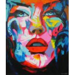 CONTEMPORARY SCHOOL, portrait of a woman, on canvas, 100cm x 120cm.